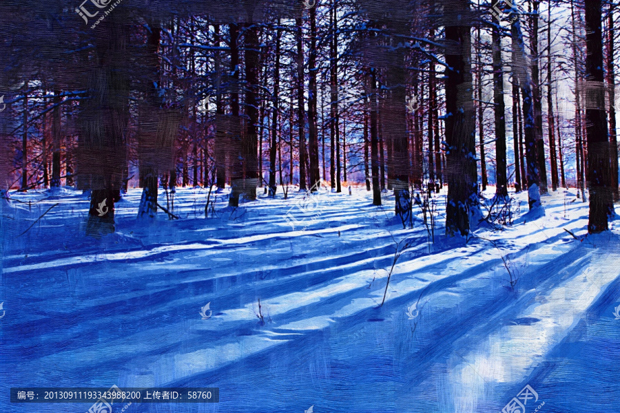 雪林風(fēng)景,電腦油畫