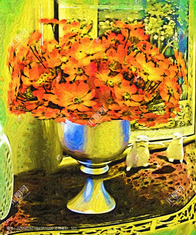 插花水粉畫