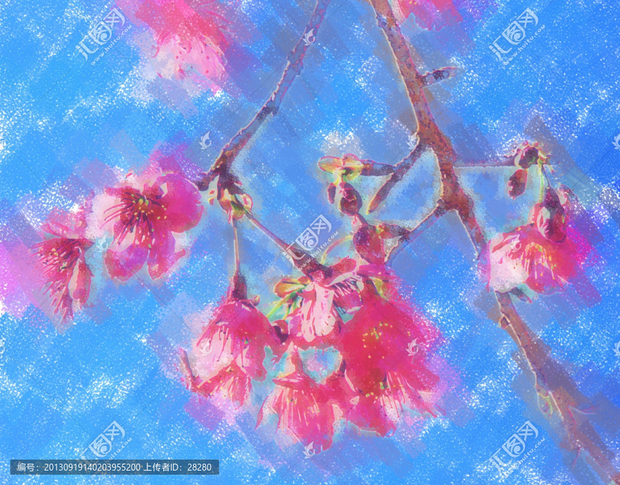 抽象畫,櫻花