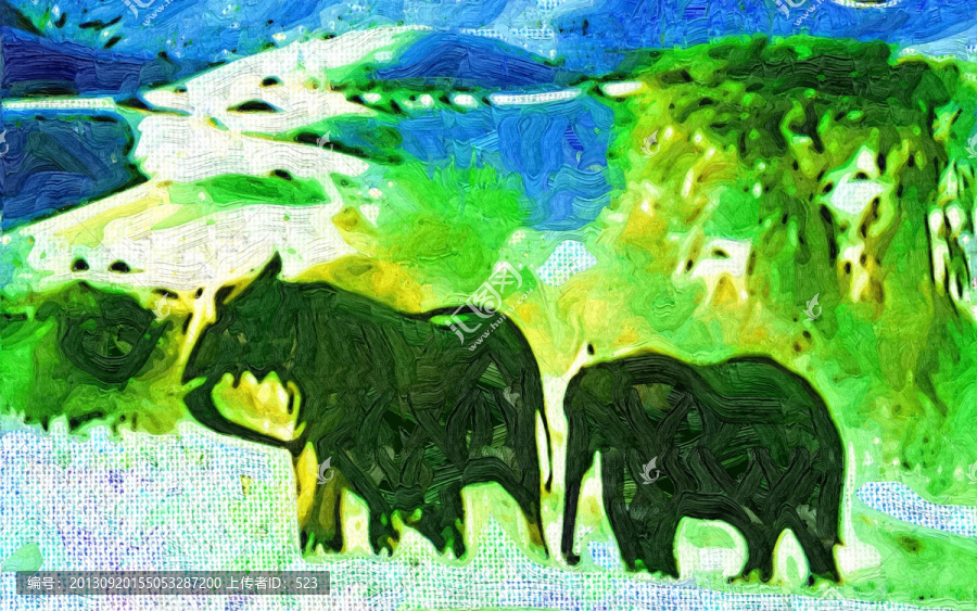 大自然水彩畫