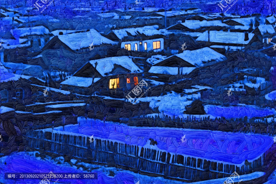 雪鄉(xiāng)夜色美,電腦抽象畫