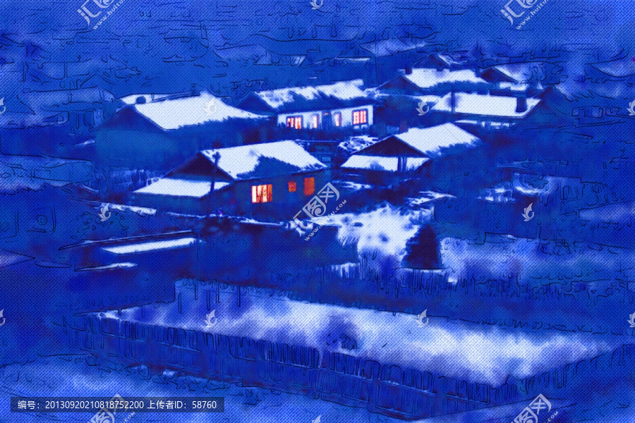 雪鄉(xiāng)夜色美,電腦抽象畫