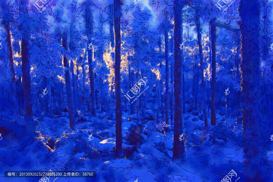 夢(mèng)幻雪林圖,電腦畫