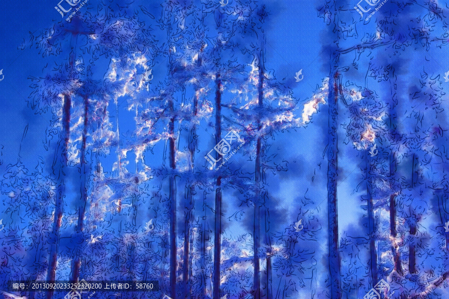 夢(mèng)幻雪林,電腦抽象畫