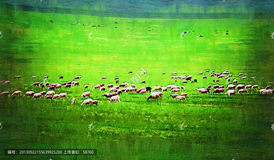 草原牧歌,電腦油畫