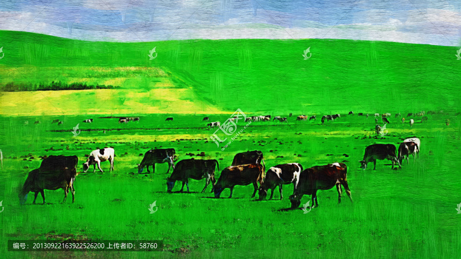 草原牧歌,電腦油畫