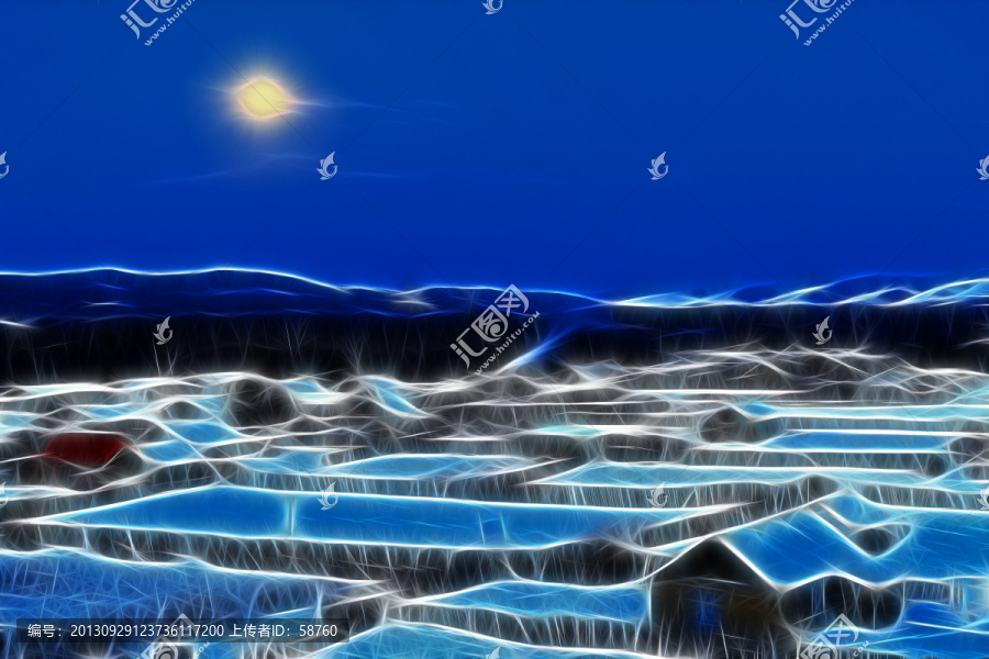 抽象雪村夜,電腦畫
