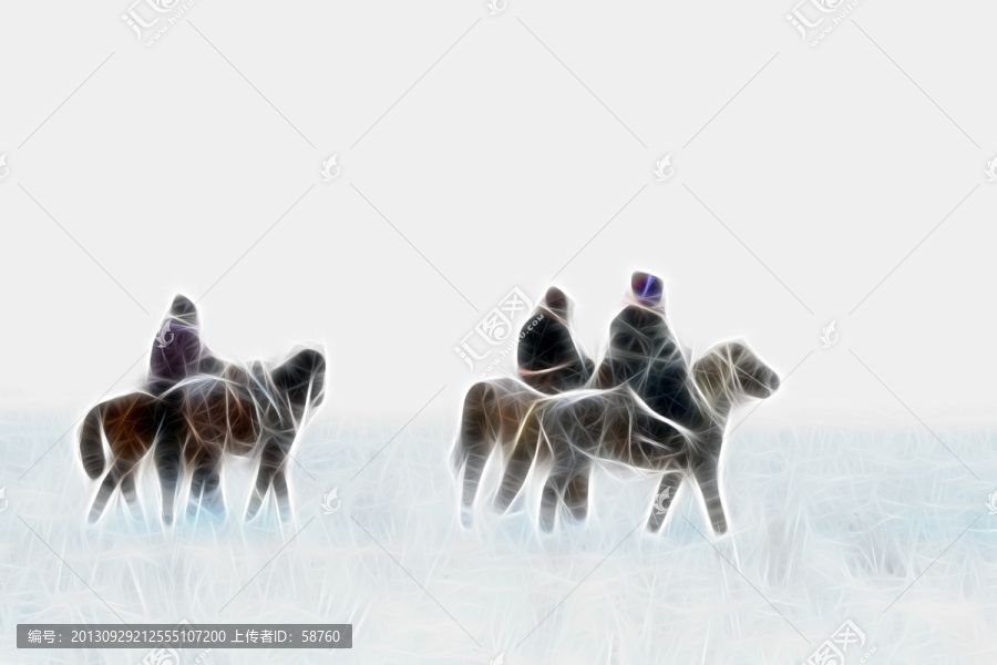 草原風雪行,電腦抽象畫