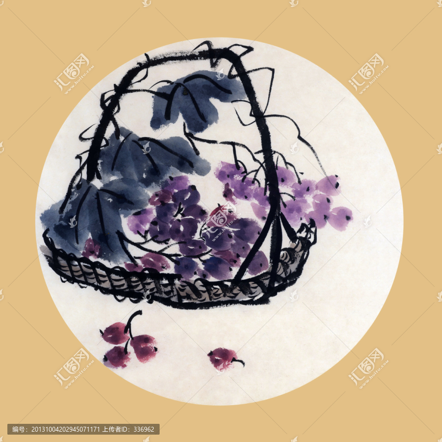裝飾畫,插畫,扇面畫,葡萄