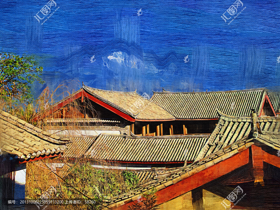 麗江古城,電腦油畫(huà)
