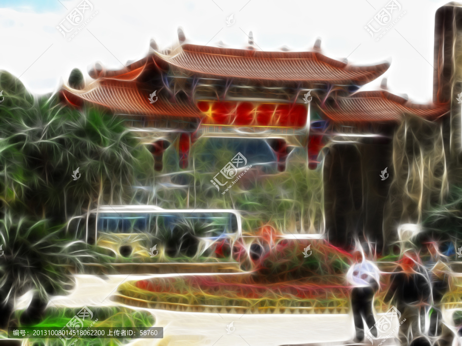 傣族建筑,電腦抽象畫