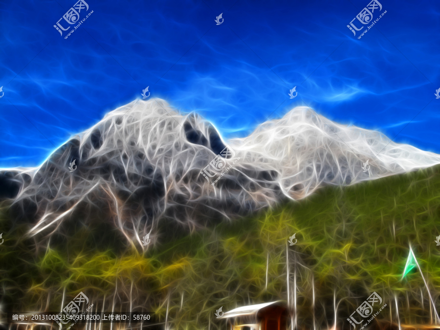 雪山風(fēng)情,電腦抽象畫(huà)