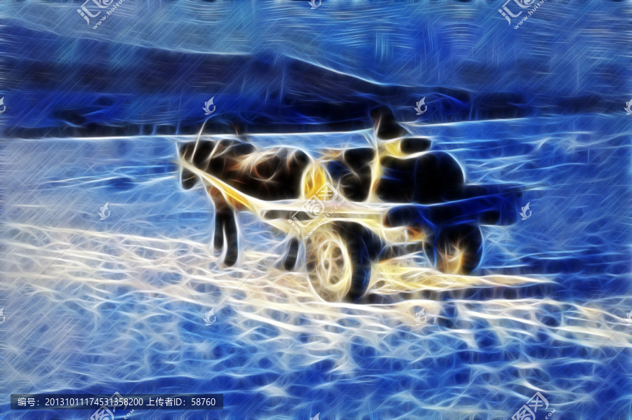 雪原馬車圖,電腦畫