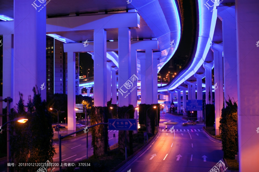 上海夜景,高架桥,灯光,道路