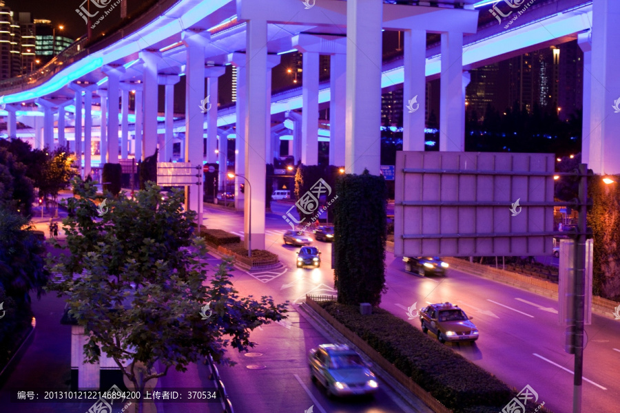 上海夜景,高架桥,灯光,道路