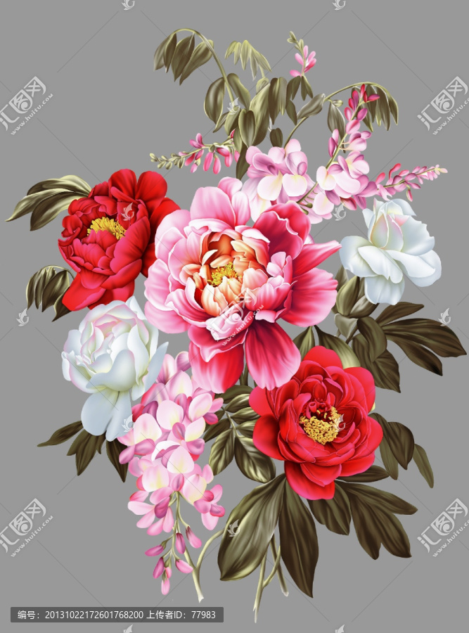 漂亮牡丹花卉（去底分層）