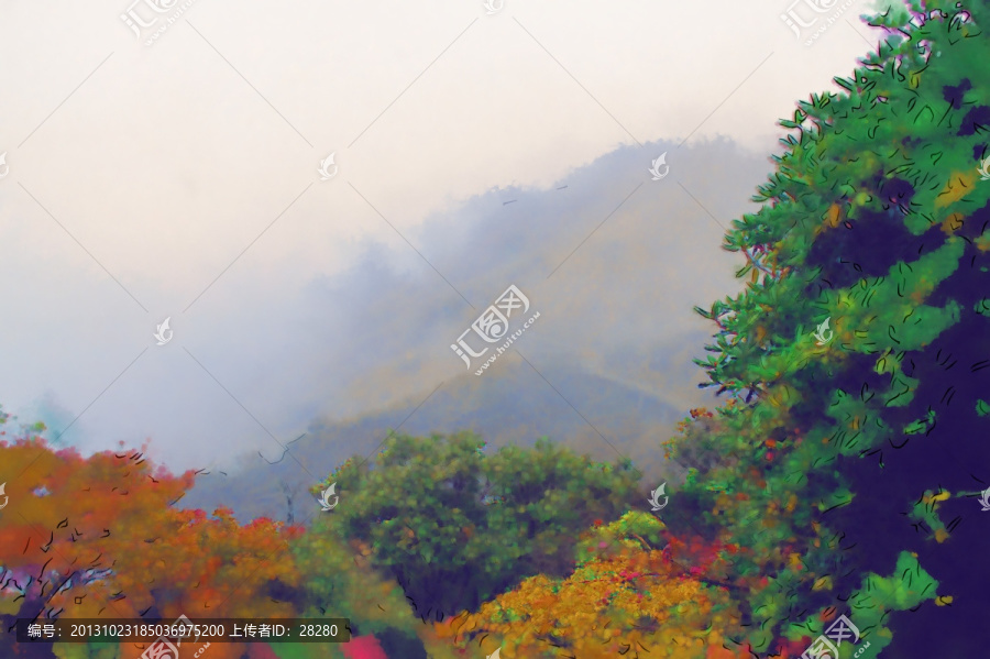 水彩畫,秋天