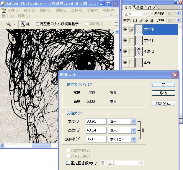 抽象鋼筆畫肖像
