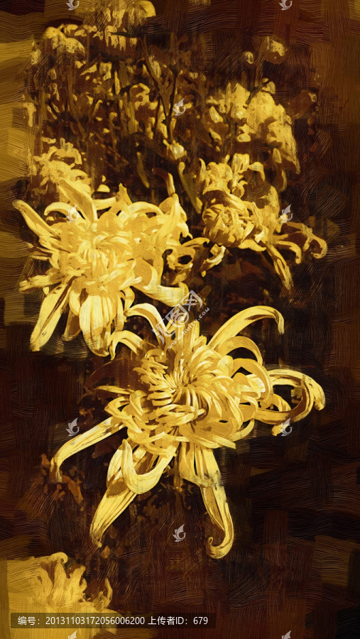 油畫,,菊花