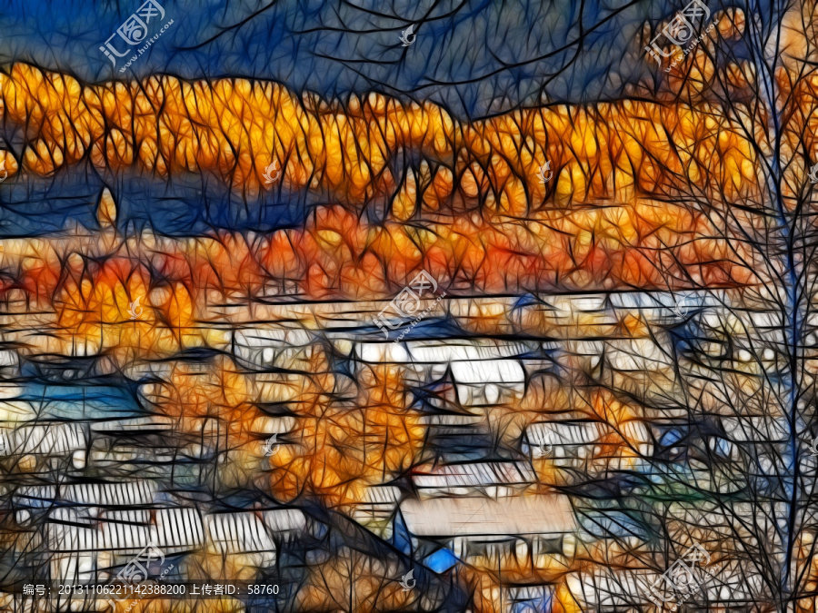 山里人家,電腦畫