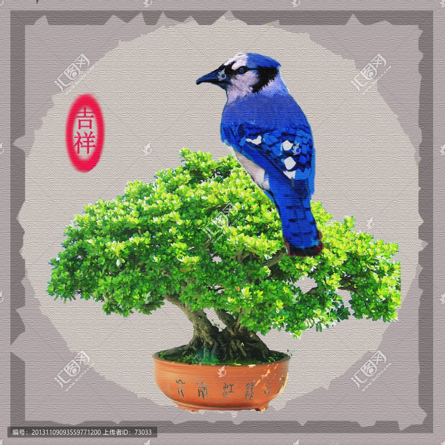 盆景樹(shù),,鳥(niǎo),裝飾畫(huà)