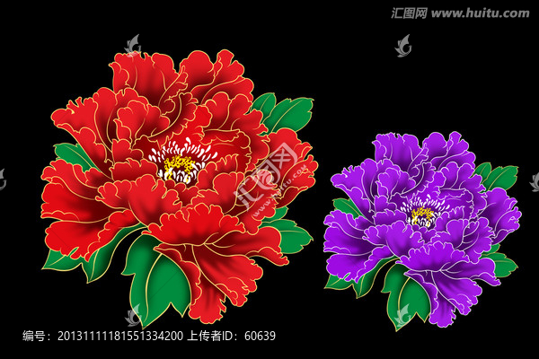 工筆畫,牡丹