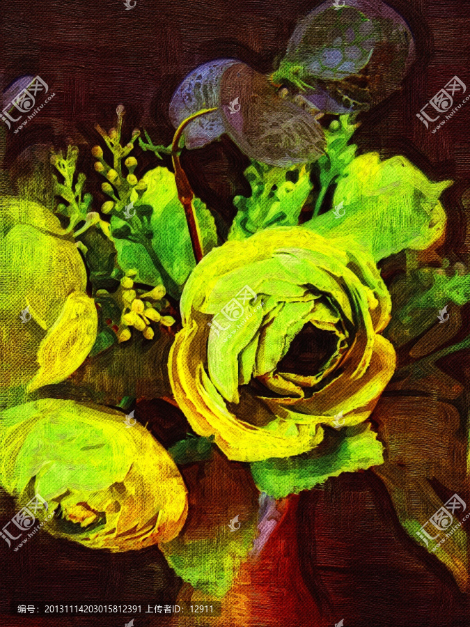 花卉油畫,茶花