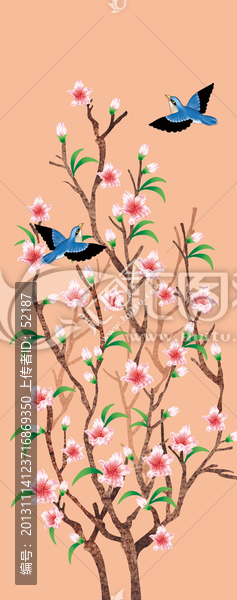 鳥戲桃花園
