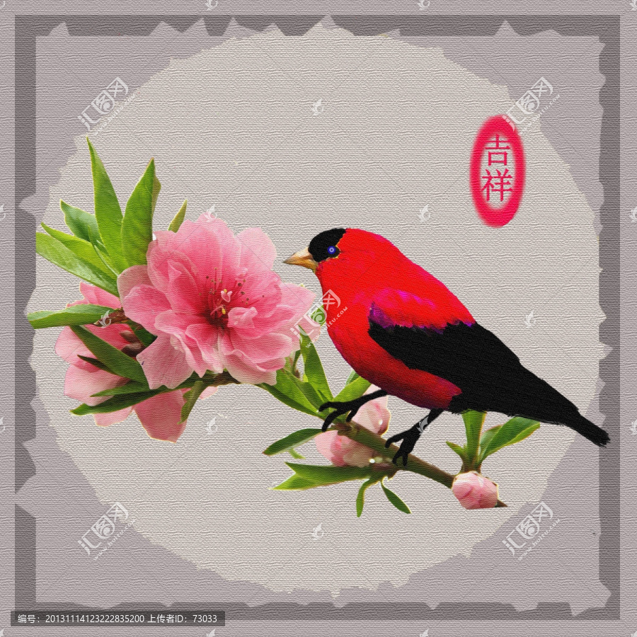 鳥啼桃花,,,,裝飾畫