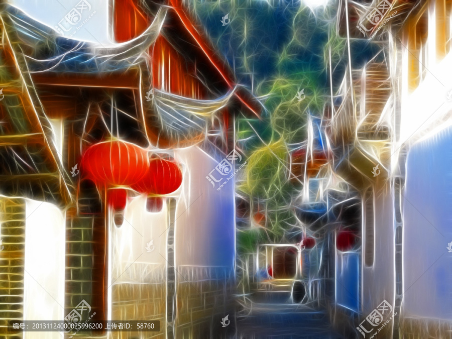 小巷印象,電腦裝飾畫