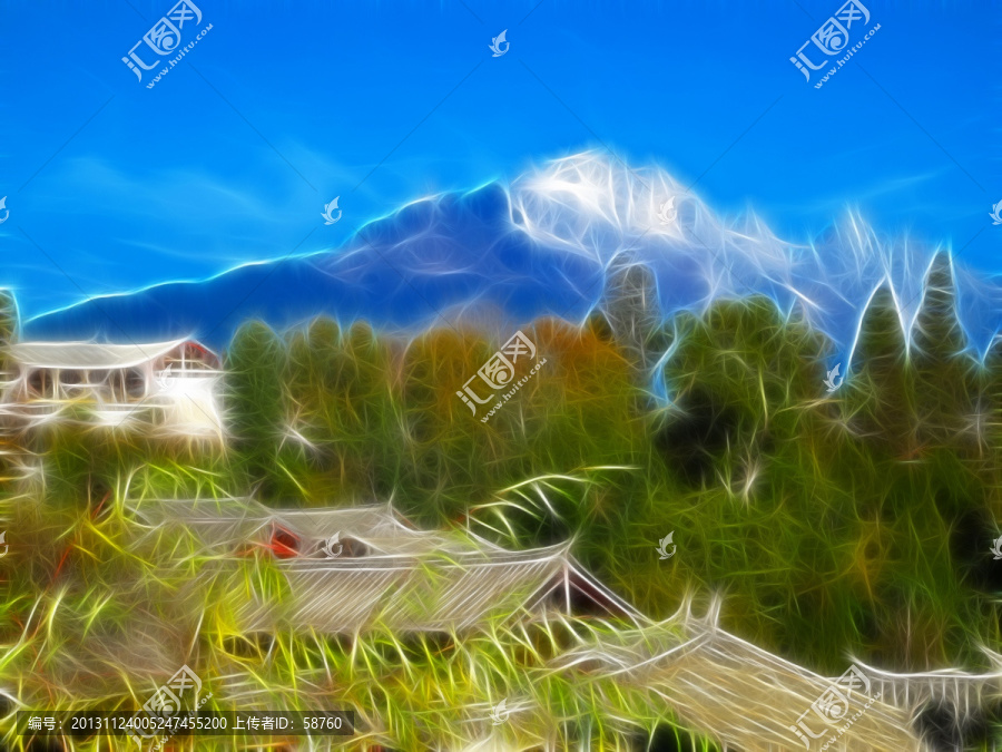 雪山古韻,電腦裝飾畫