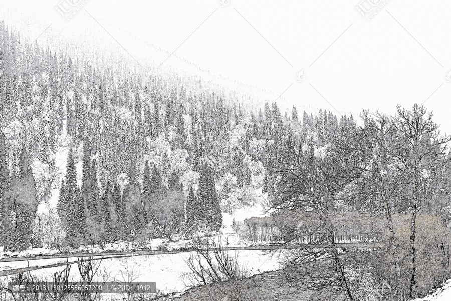 素描,大山