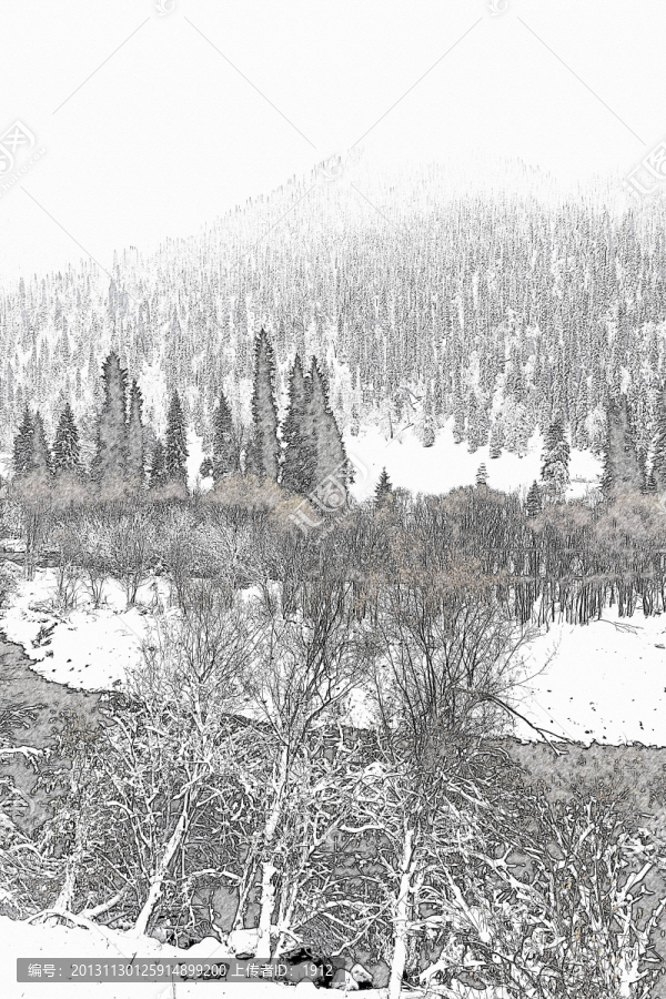 素描,山河