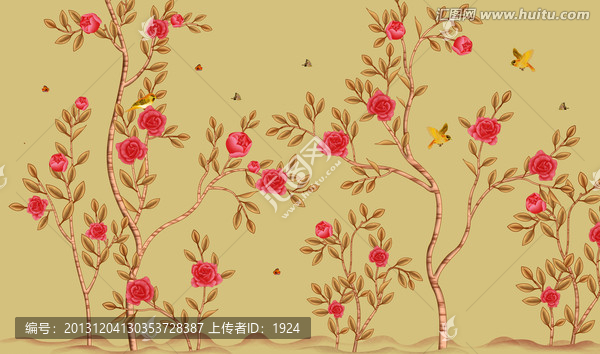 壁紙壁畫,花鳥畫
