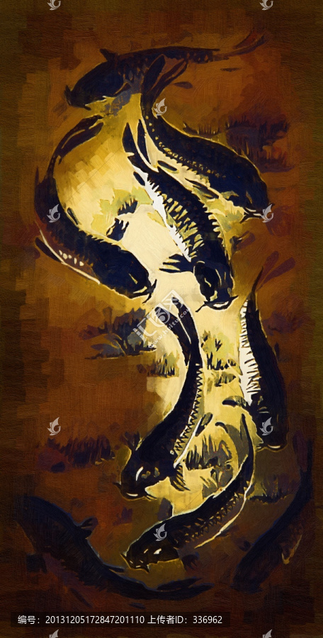 年年有魚(yú),油畫(huà),抽象畫(huà),裝飾畫(huà)