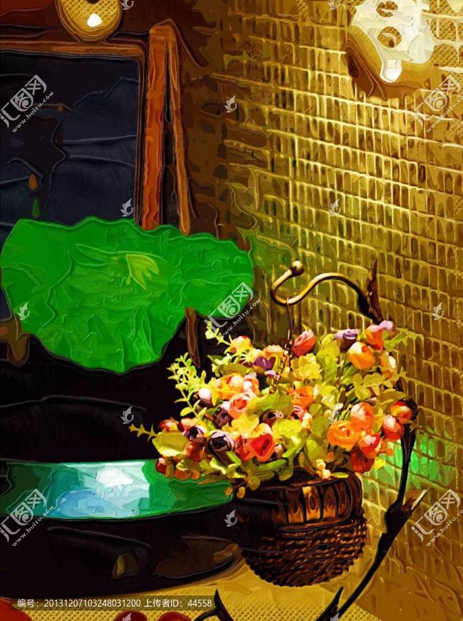 油畫,花