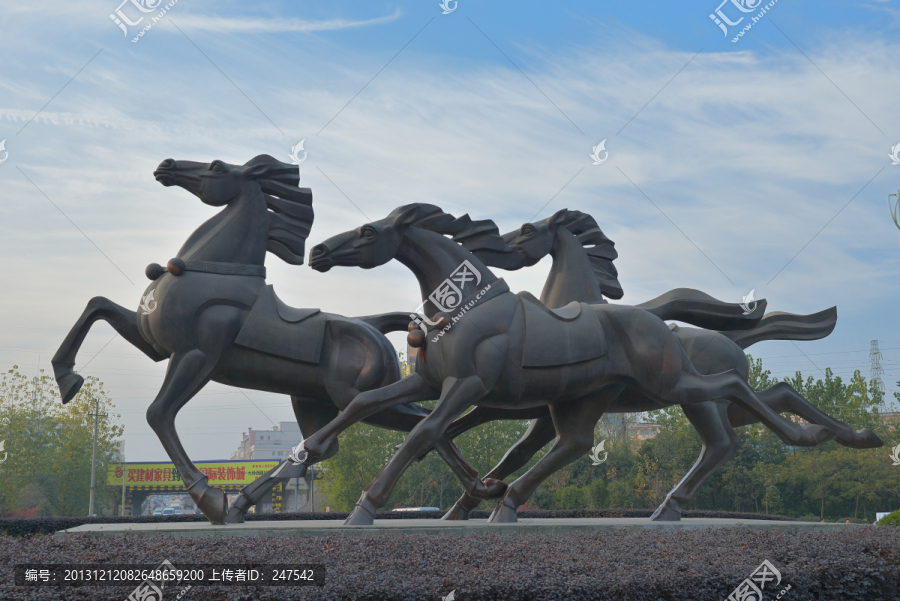 雕塑,马,铜马,三匹马,城市雕