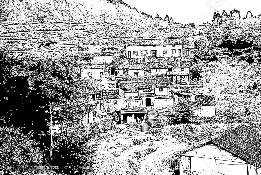 素描,古建筑