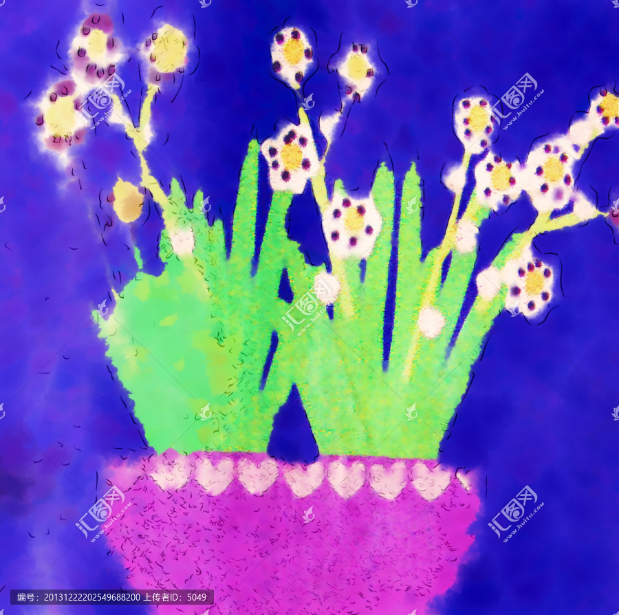 水彩畫,水仙花