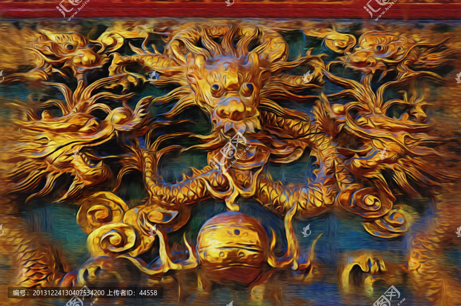 龍,油畫,畫