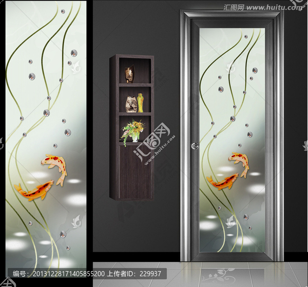 藝術(shù)玻璃3D平開門寫真圖