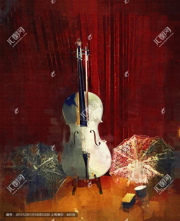 油画,小提琴
