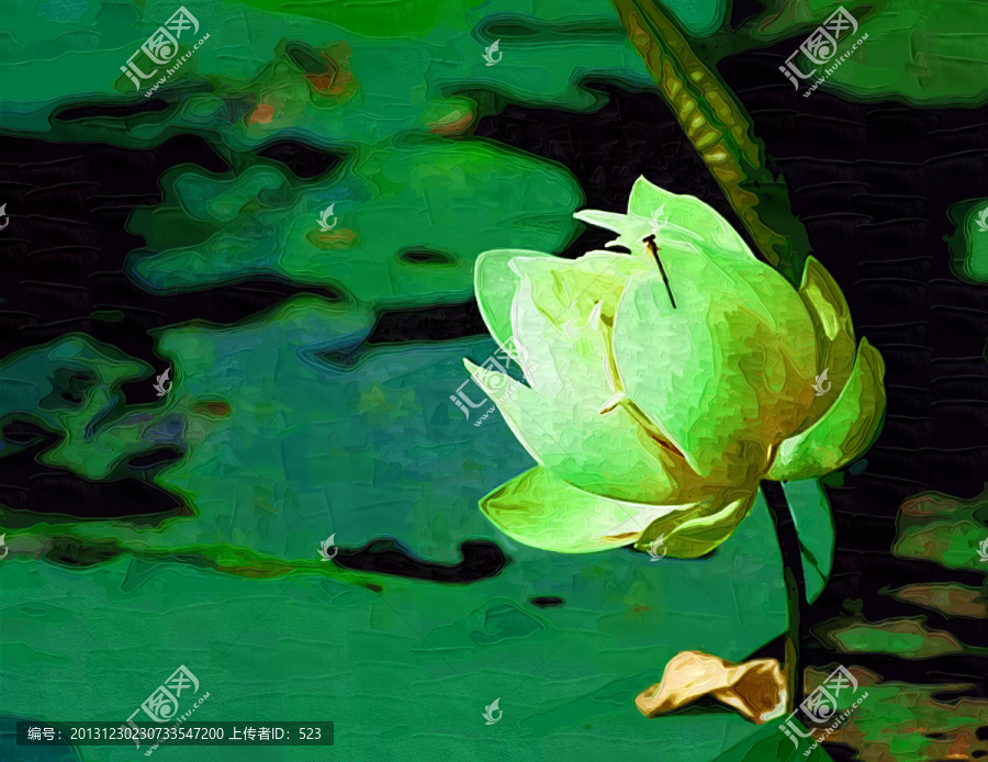荷花無(wú)框畫(huà)