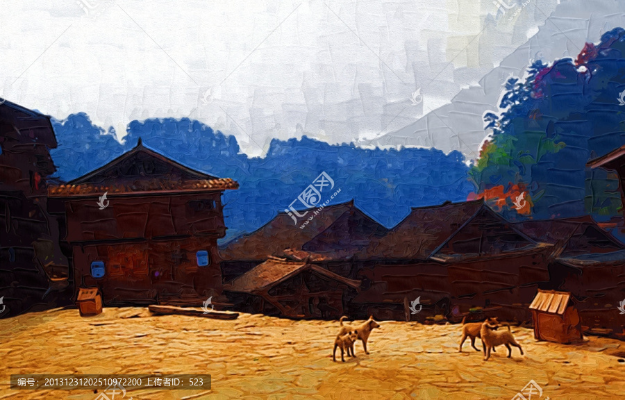 山村油畫