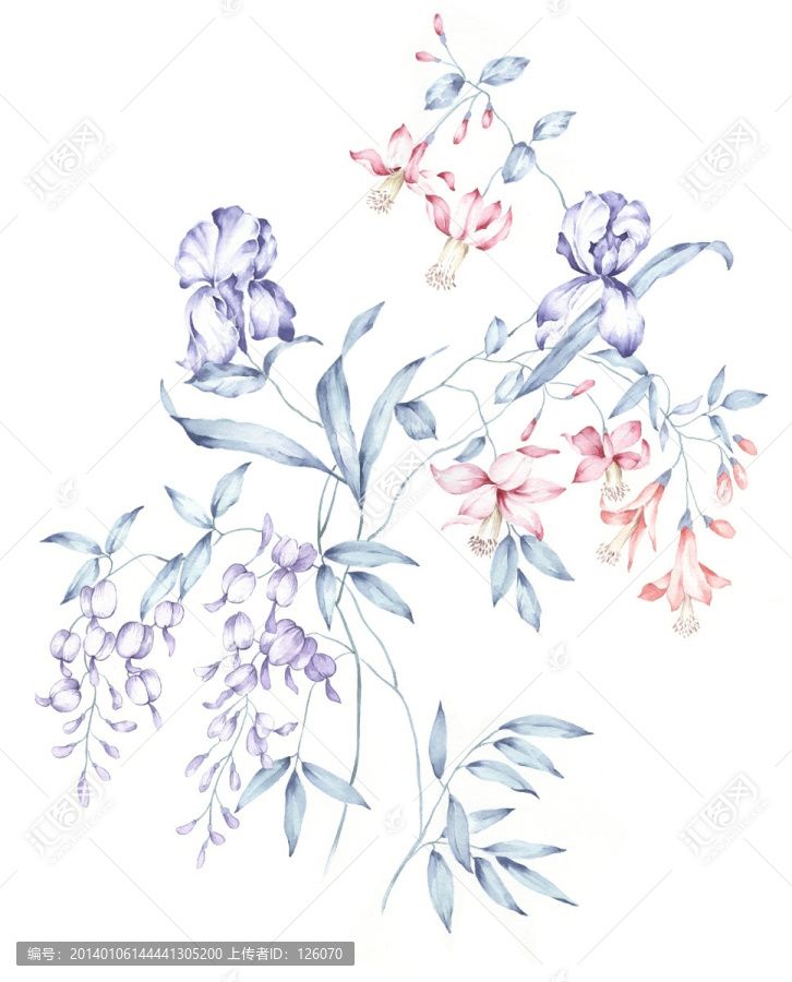 手繪花卉,合層
