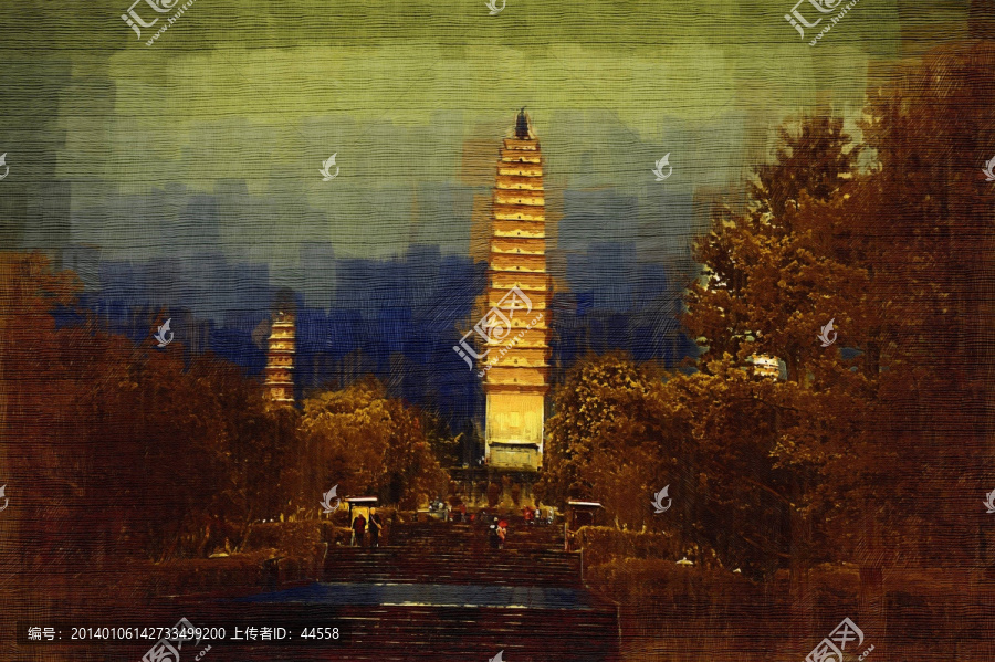 油畫,古建筑