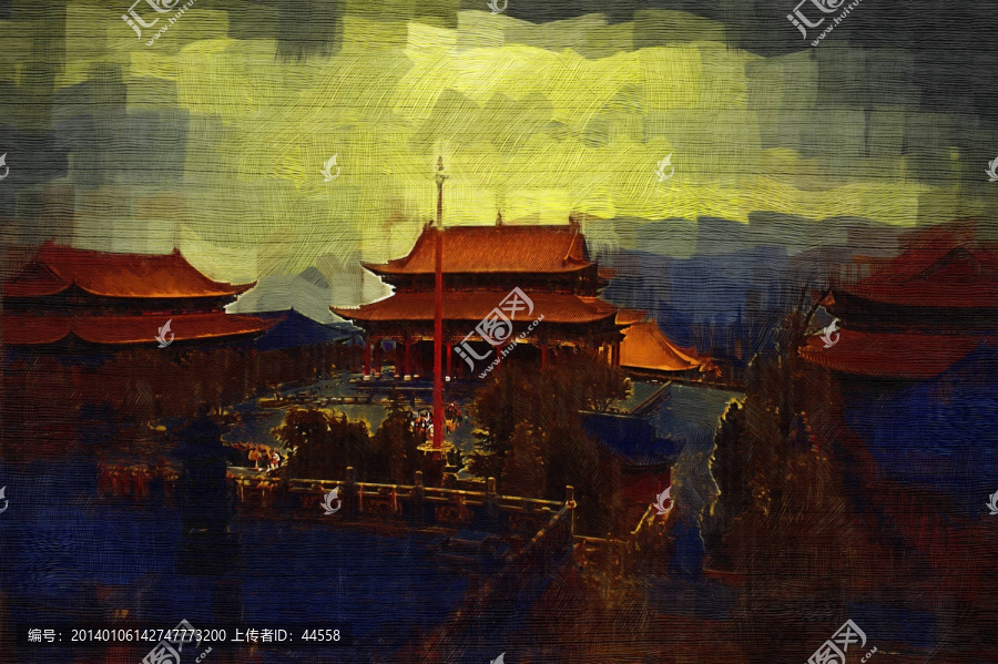 油畫,古建筑
