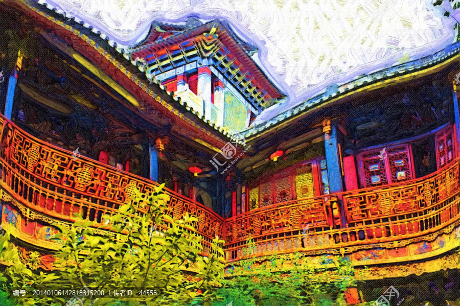 油畫,古建筑