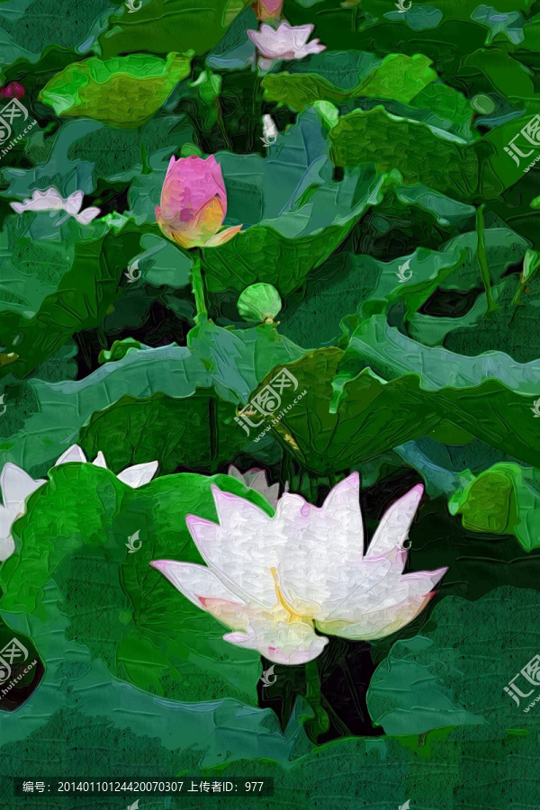 抽象畫,油畫,裝飾畫,荷花