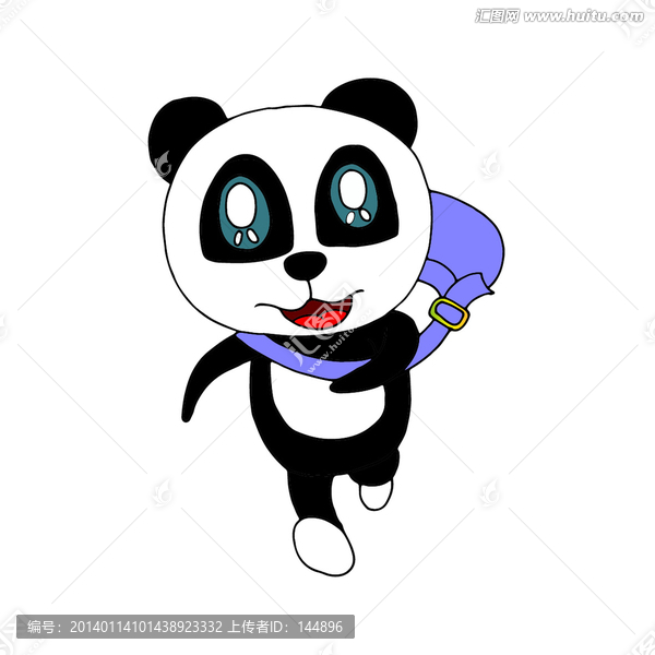 背着书包奔跑的小熊猫